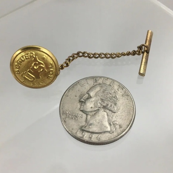 Vintage 70s US Border Patrol Tie & Tack Pin Original 14k Gold Plate Waterbury Co - Picture 7 of 8